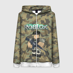 Женская толстовка на молнии Roblox 23 February Camouflage