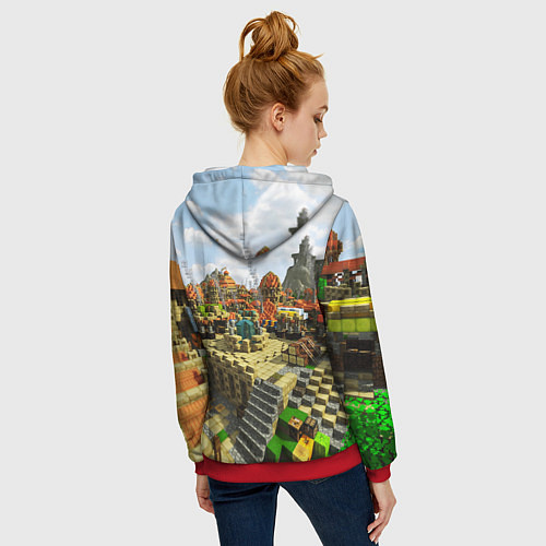 Женская толстовка на молнии ROBLOX / 3D-Красный – фото 4