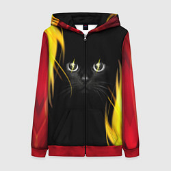 Толстовка на молнии женская Грозовой кошак, цвет: 3D-красный