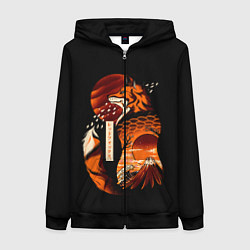 Толстовка на молнии женская JAPAN FOX, цвет: 3D-черный