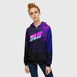 Толстовка на молнии женская ATEEZ neon, цвет: 3D-черный — фото 2