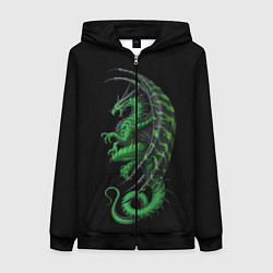 Толстовка на молнии женская Green Dragon, цвет: 3D-черный