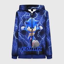 Толстовка на молнии женская SONIC, цвет: 3D-синий