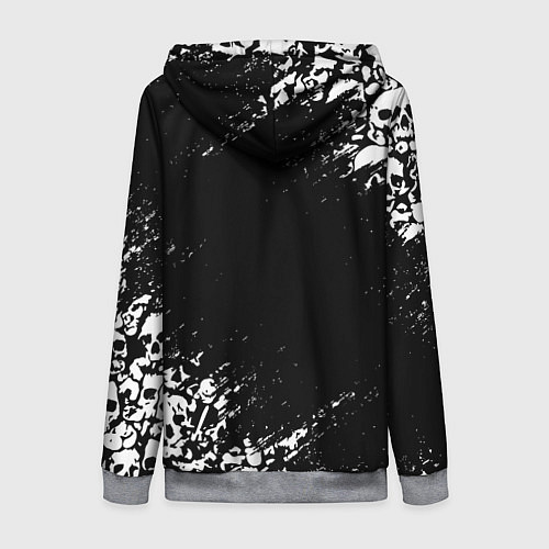 Женская толстовка на молнии БЕЛЫЕ ЧЕРЕПА / 3D-Меланж – фото 2