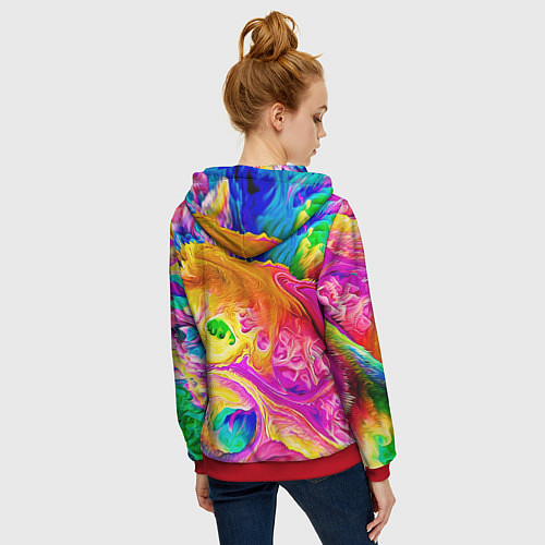 Женская толстовка на молнии TIE DYE / 3D-Красный – фото 4