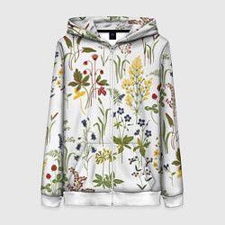 Толстовка на молнии женская Flowers, цвет: 3D-белый