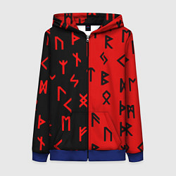 Толстовка на молнии женская РУНЫ, цвет: 3D-синий