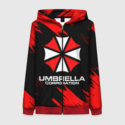 Толстовка на молнии женская Umbrella Corporation, цвет: 3D-красный