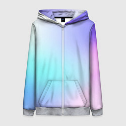 Толстовка на молнии женская Небесно голубой градиентный, цвет: 3D-меланж