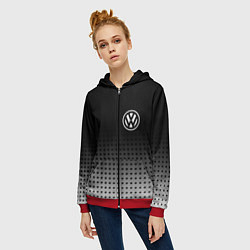 Толстовка на молнии женская Volkswagen, цвет: 3D-красный — фото 2
