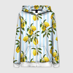 Толстовка на молнии женская Лимоны, цвет: 3D-белый