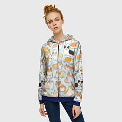 Толстовка на молнии женская Милые корги, цвет: 3D-синий — фото 2