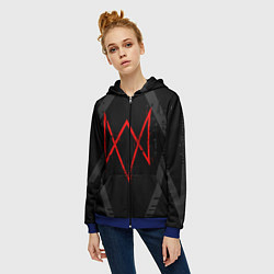Толстовка на молнии женская WATCH DOGS LEGION, цвет: 3D-синий — фото 2