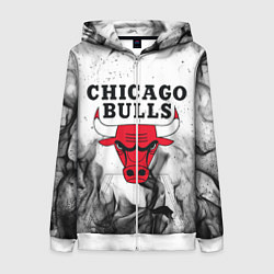 Толстовка на молнии женская CHICAGO BULLS, цвет: 3D-белый