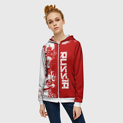 Толстовка на молнии женская Russia, цвет: 3D-белый — фото 2