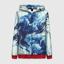 Толстовка на молнии женская Абстракция смешивание разводы, цвет: 3D-красный