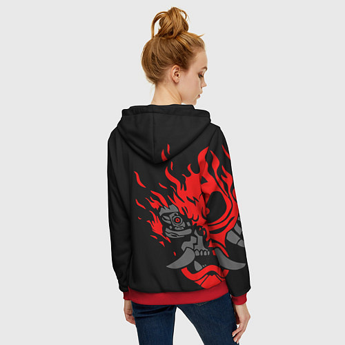 Женская толстовка на молнии CYBERPUNK 2077 SAMURAI / 3D-Красный – фото 4