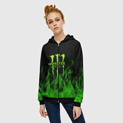 Толстовка на молнии женская MONSTER ENERGY, цвет: 3D-черный — фото 2