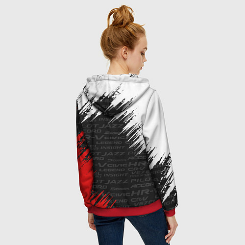 Женская толстовка на молнии HONDA / 3D-Красный – фото 4