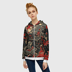 Толстовка на молнии женская Dsquared tatoo DRAGON, цвет: 3D-белый — фото 2