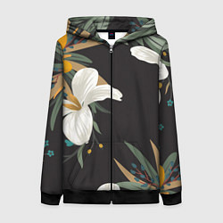 Толстовка на молнии женская Цветочный арт, цвет: 3D-черный