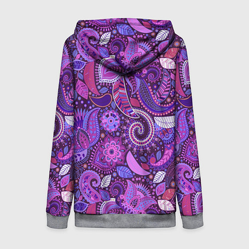 Женская толстовка на молнии Фиолетовый этнический дудлинг / 3D-Меланж – фото 2