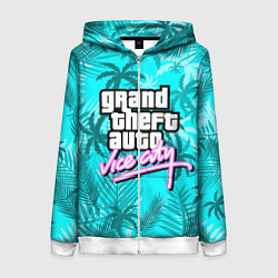 Толстовка на молнии женская GTA VICE CITY, цвет: 3D-белый