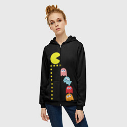 Толстовка на молнии женская Pac-man, цвет: 3D-черный — фото 2