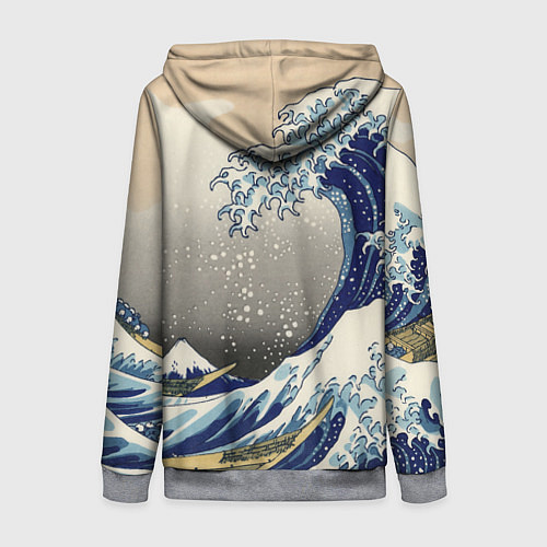 Женская толстовка на молнии ЯПОНСКАЯ КАРТИНА / 3D-Меланж – фото 2