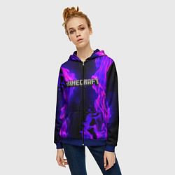 Толстовка на молнии женская MINECRAFT, цвет: 3D-синий — фото 2