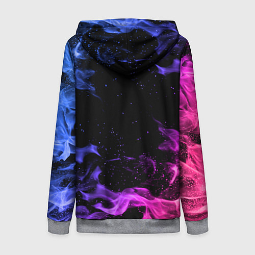 Женская толстовка на молнии ОГОНЬ НЕОН / 3D-Меланж – фото 2