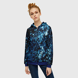Толстовка на молнии женская Абстракция жидкость, цвет: 3D-синий — фото 2