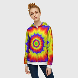 Толстовка на молнии женская Tie-Dye, цвет: 3D-белый — фото 2