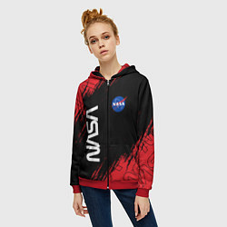 Толстовка на молнии женская NASA НАСА, цвет: 3D-красный — фото 2