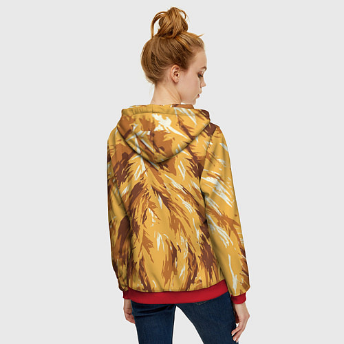 Женская толстовка на молнии Взгляд льва / 3D-Красный – фото 4