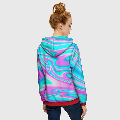 Женская толстовка на молнии Пикачу / 3D-Красный – фото 4