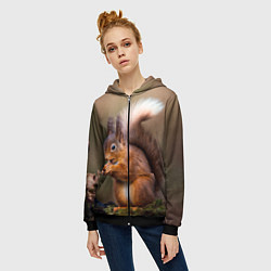 Толстовка на молнии женская Белка, цвет: 3D-черный — фото 2