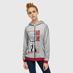 Толстовка на молнии женская Рэй Аянами, цвет: 3D-красный — фото 2