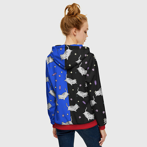 Женская толстовка на молнии КИСЫ / 3D-Красный – фото 4