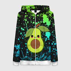 Толстовка на молнии женская Авокадо, цвет: 3D-белый