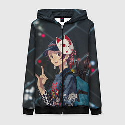 Толстовка на молнии женская Танджиро Камадо, цвет: 3D-черный