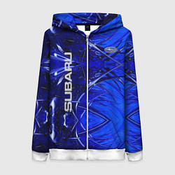 Толстовка на молнии женская Subaru, цвет: 3D-белый