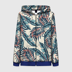 Толстовка на молнии женская Тихие тропики, цвет: 3D-синий