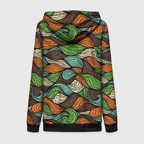 Женская толстовка на молнии Абстрактные волны / 3D-Черный – фото 2