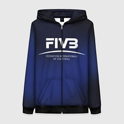 Толстовка на молнии женская FIVB Volleyball, цвет: 3D-черный