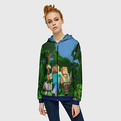 Толстовка на молнии женская Minecraft, цвет: 3D-синий — фото 2