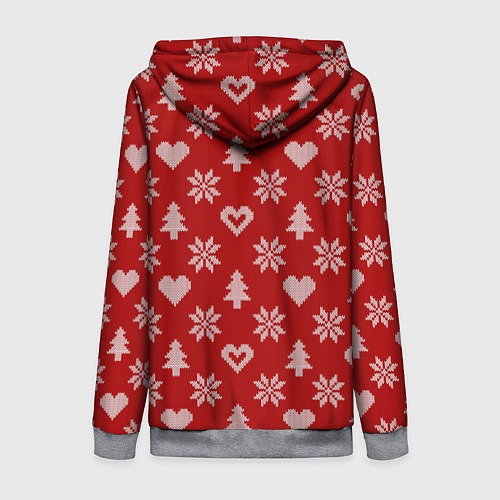 Женская толстовка на молнии Красный рождественский свитер / 3D-Меланж – фото 2