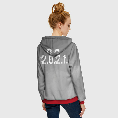 Женская толстовка на молнии СТАЛКЕР 2 / 3D-Красный – фото 4