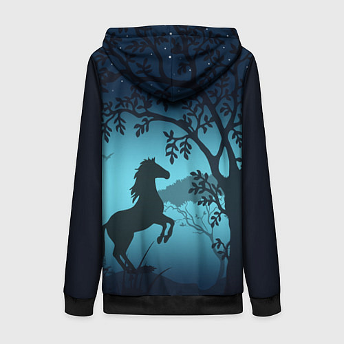 Женская толстовка на молнии Конь / 3D-Черный – фото 2