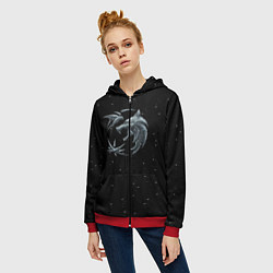 Толстовка на молнии женская Ведьмак Зима, цвет: 3D-красный — фото 2